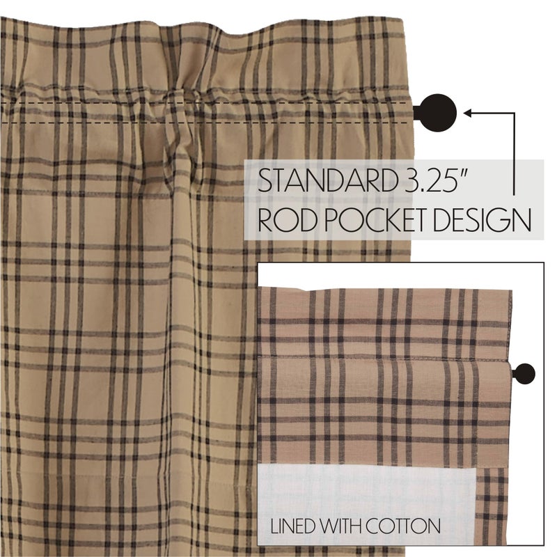 VHC Brands Farmhouse Window Curtains-Sawyer Mill Tan Prairie Panel Pair, One Size, Charcoal Black - Image 5
